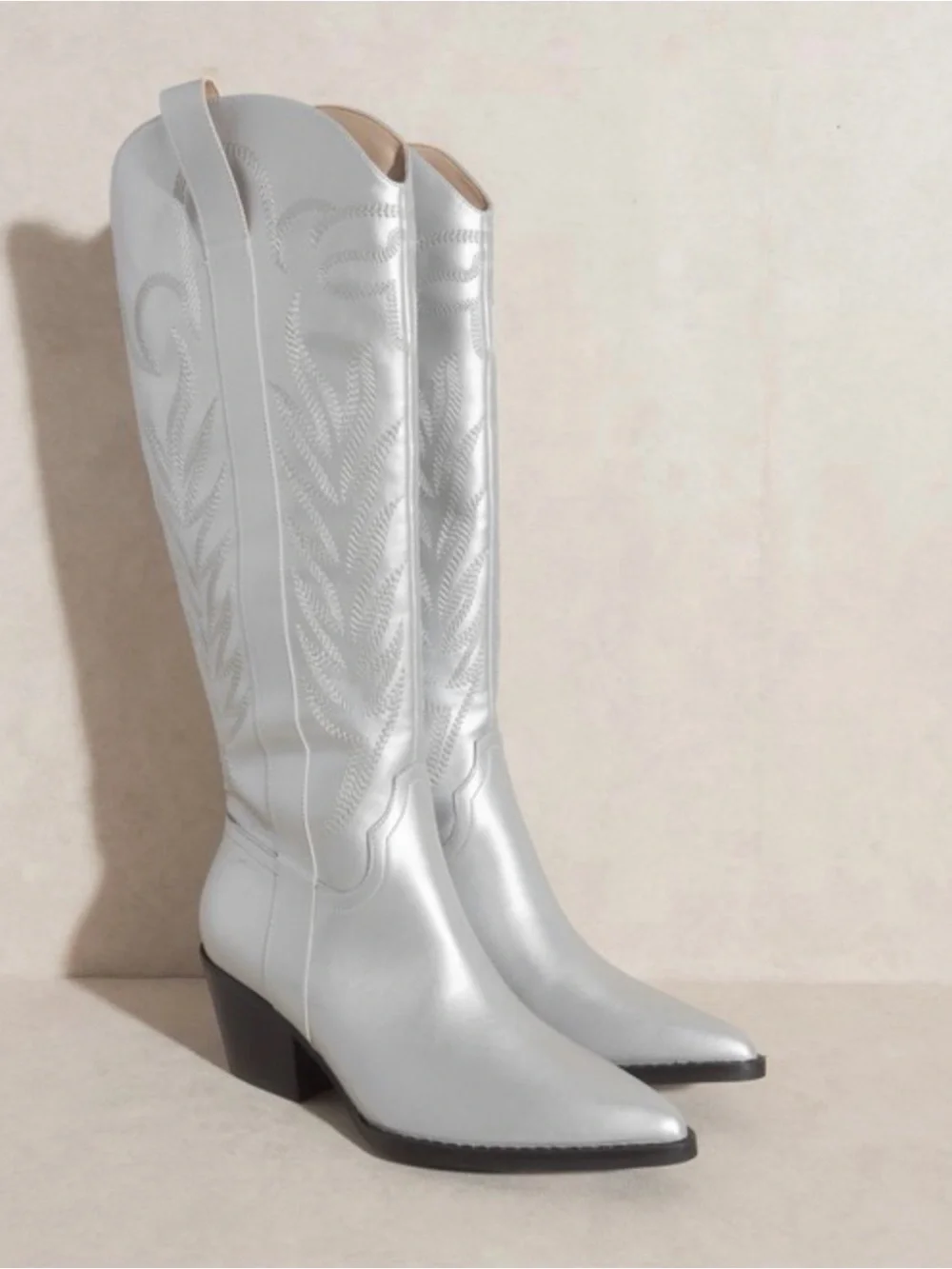 Silver Over-the-Knee Western Boots for Women